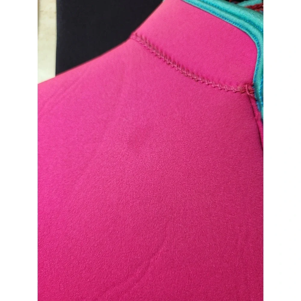 Dacor Diving Wetsuit Long Sleeve‎ Zip Front Black Pink Teal Girls Size Large